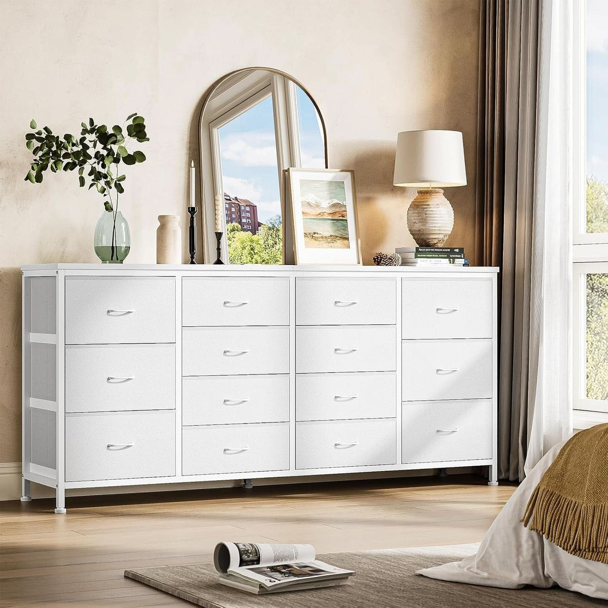 Ultramodern White 63 Inch TV Stand With Integrated Storage