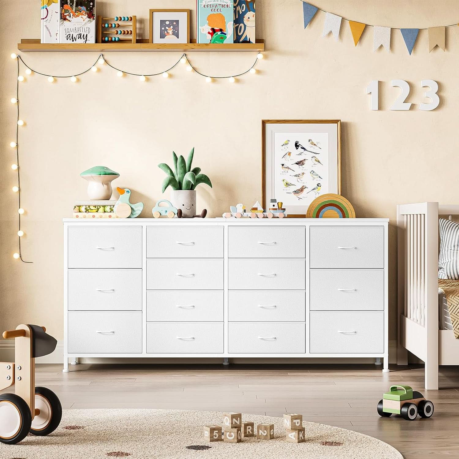 Ultramodern White 63 Inch TV Stand With Integrated Storage