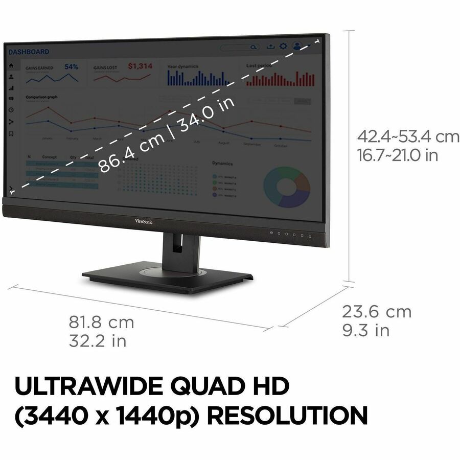 Ultrawide Docking Monitor - Professional 34 inch USB-C Workstation | ViewSonic VG3456A