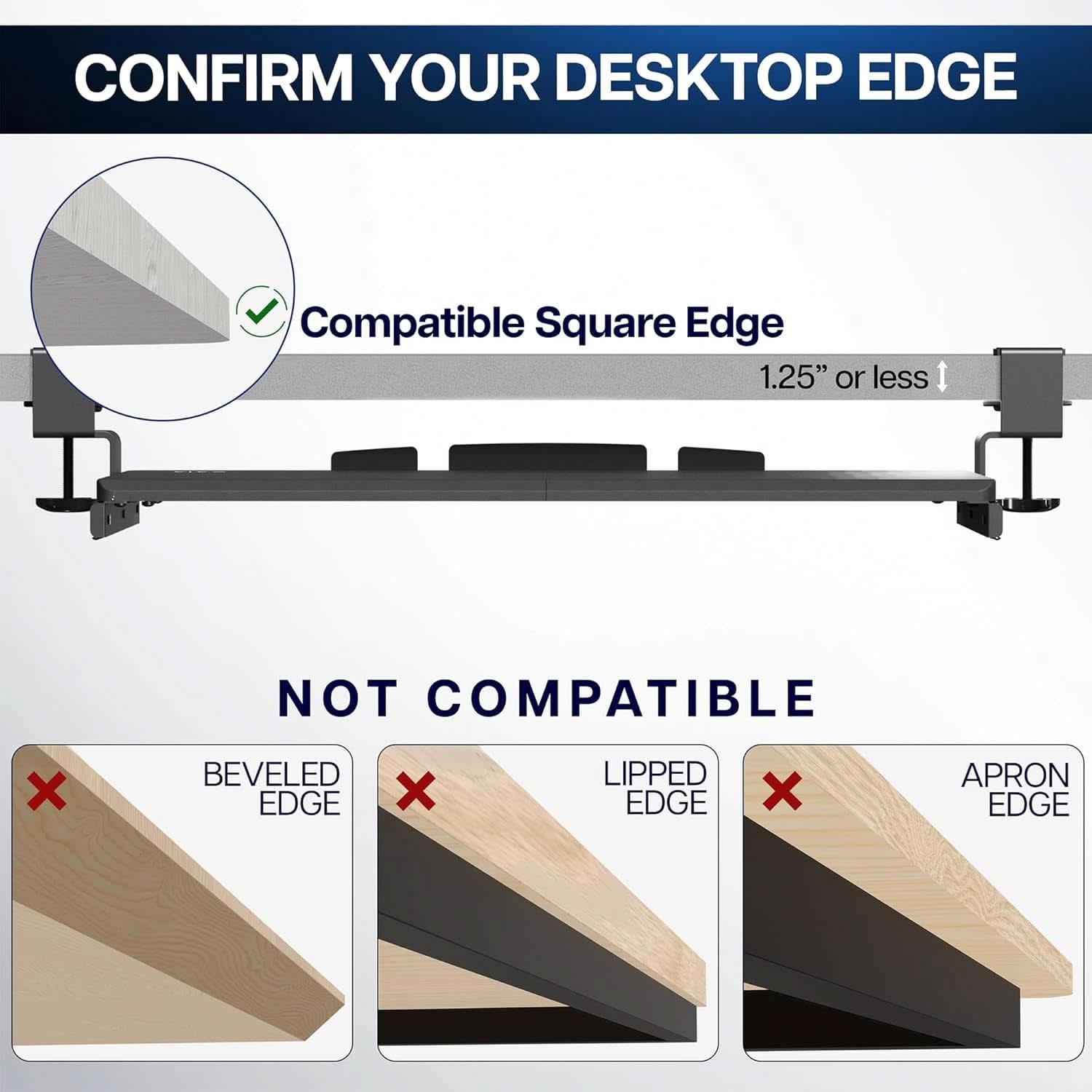 Under Desk Keyboard Tray 27x11 Inch C Clamp Mount Black