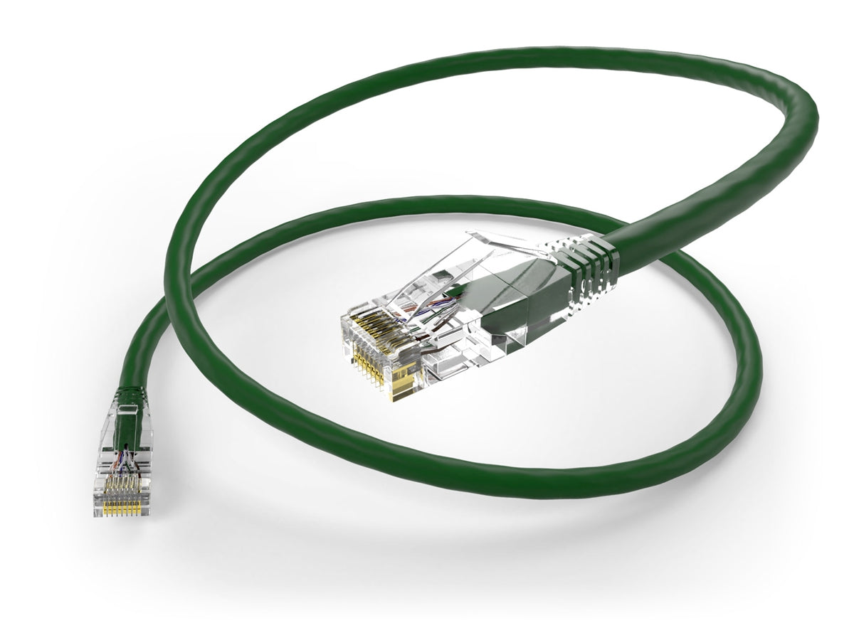 Unirise 7 Foot Cat6 Snagless Clearfit Patch Cable Green - High Density Cat6 Ultr