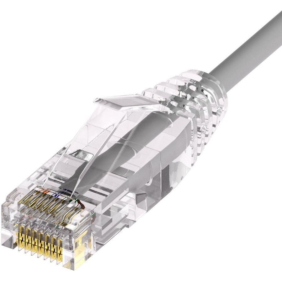 Unirise Clearfit Slim&trade; Cat6A 28AWG Patch Cable, Snagless, Gray, 4ft