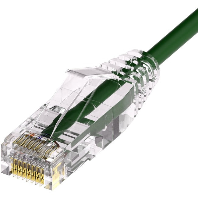 Unirise Clearfit Slim&trade; Cat6A 28AWG Patch Cable, Snagless, Green, 2ft CS6A-02F-GRN