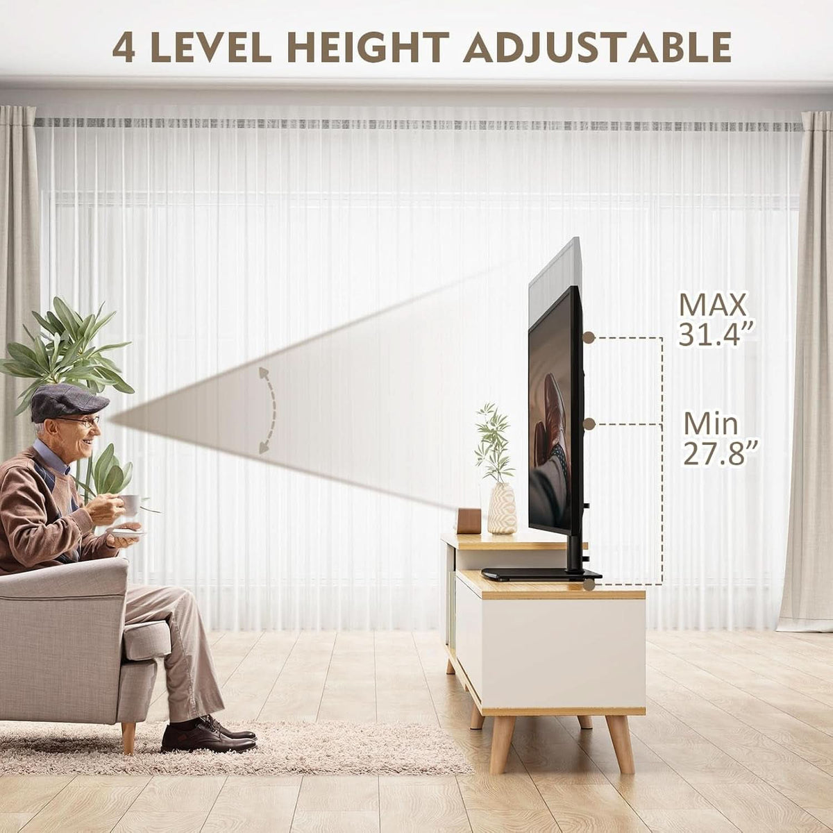 Universal Swivel TV Stand For 32 To 65 Inch TVs With 80 Degree Swivel