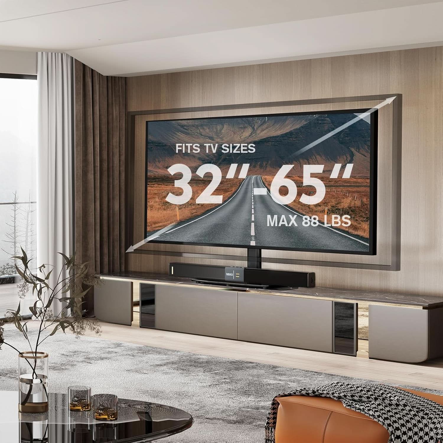 Universal Swivel TV Stand For 32 To 65 Inch TVs With 80 Degree Swivel