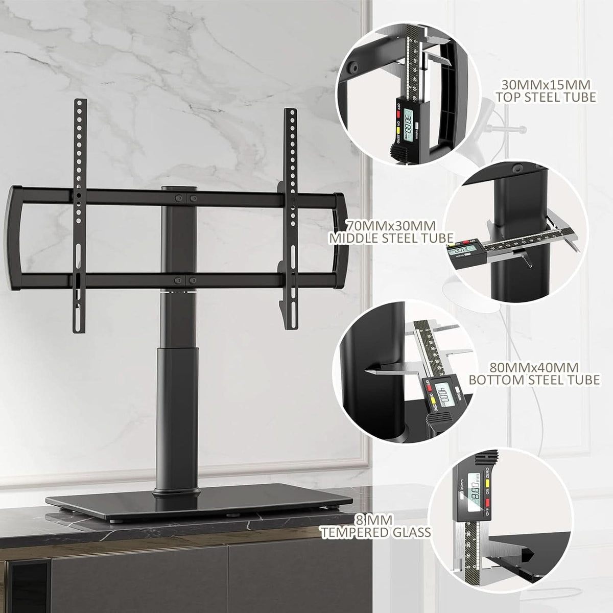 Universal Swivel TV Stand For 32 To 65 Inch TVs With 80 Degree Swivel