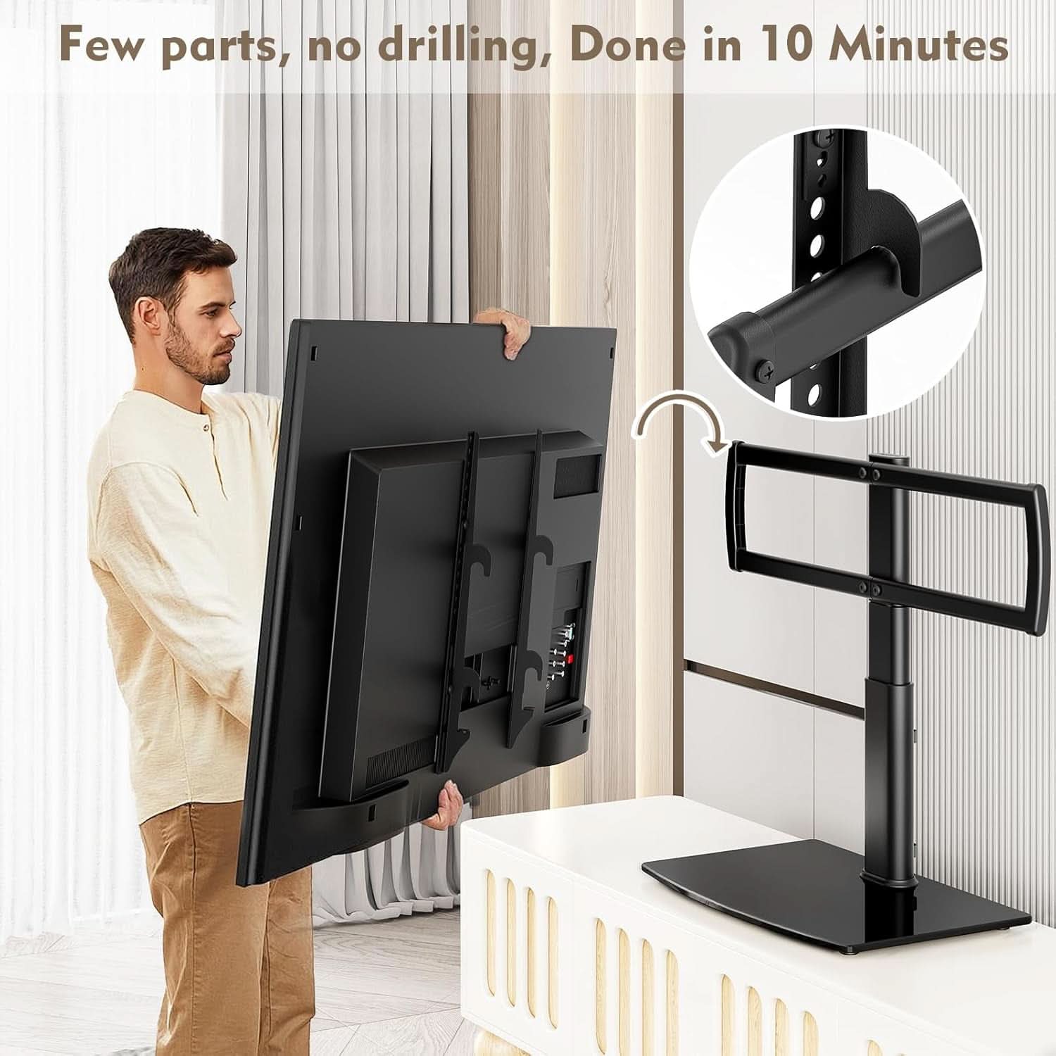 Universal Swivel TV Stand For 32 To 65 Inch TVs With 80 Degree Swivel