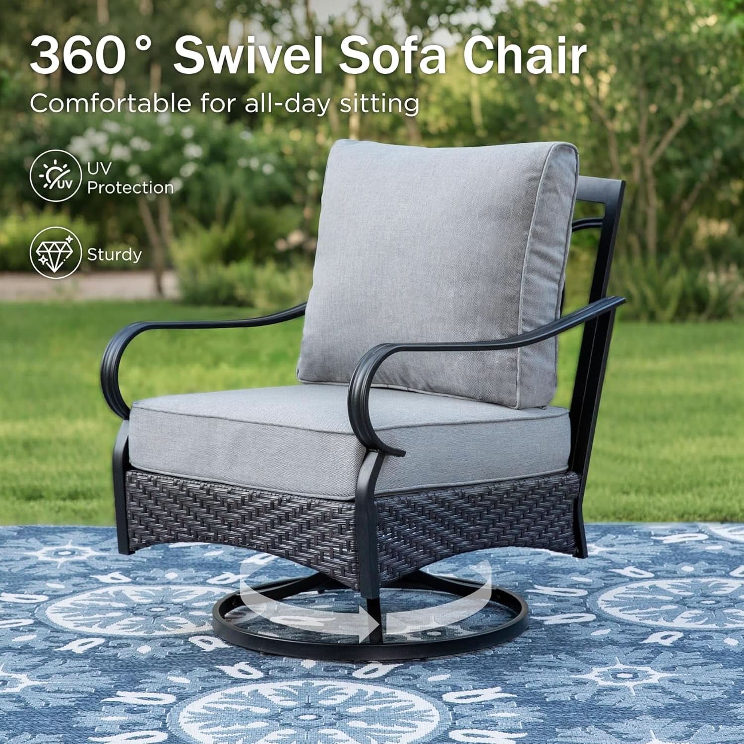 Upgraded Wicker Metal Patio Furniture Set with Cushions