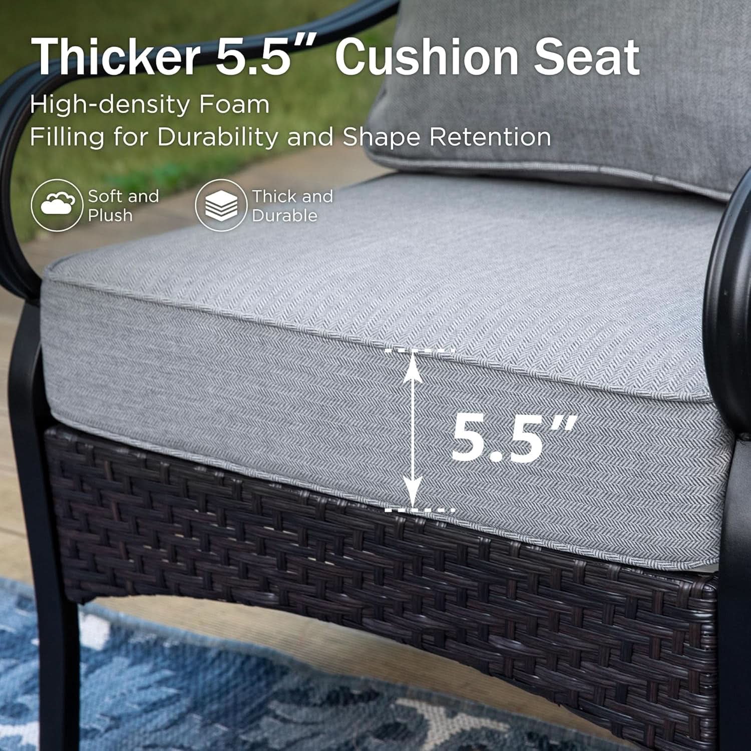 Upgraded Wicker Metal Patio Furniture Set with Cushions