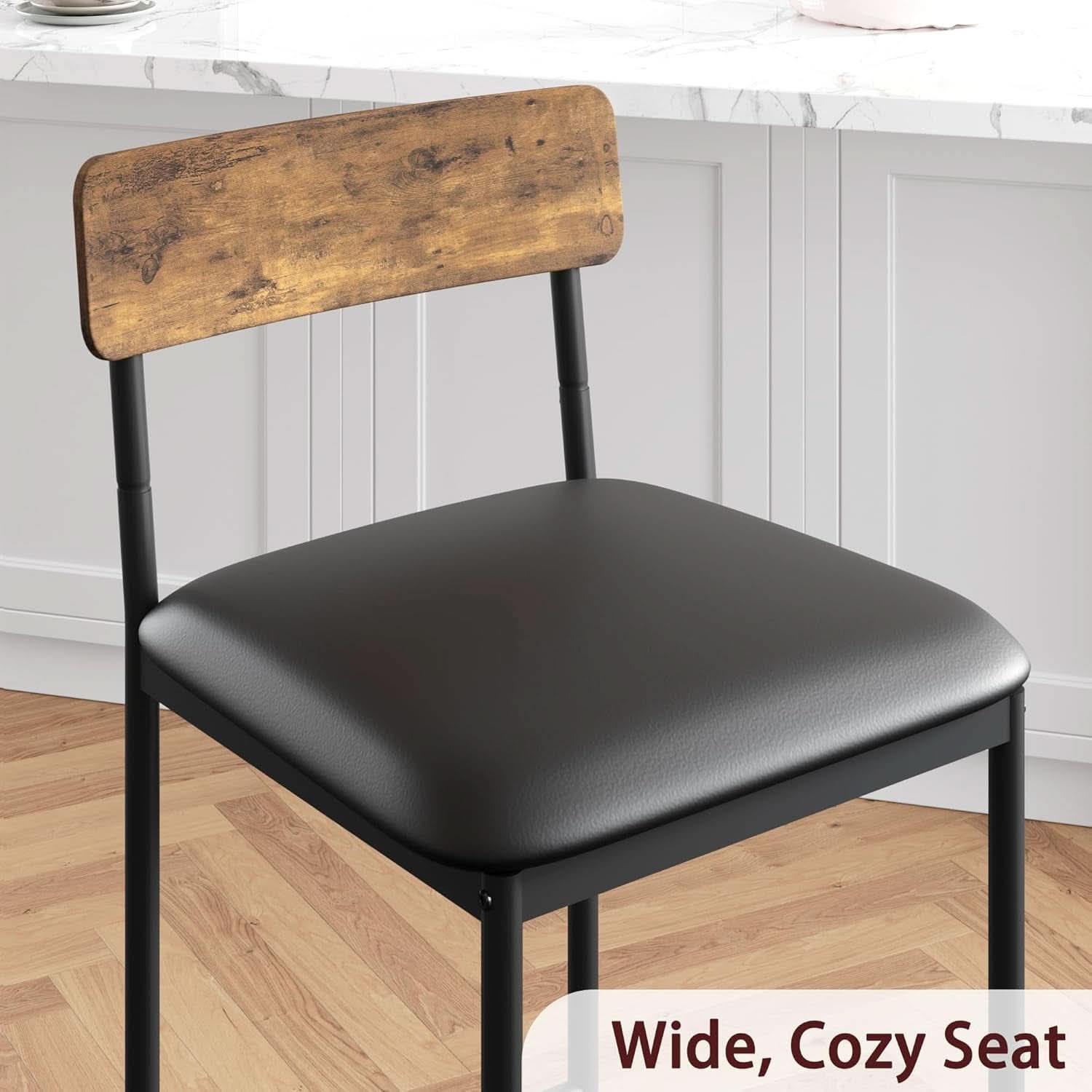 Upholstered Bar Stools Set of Two with Backrest