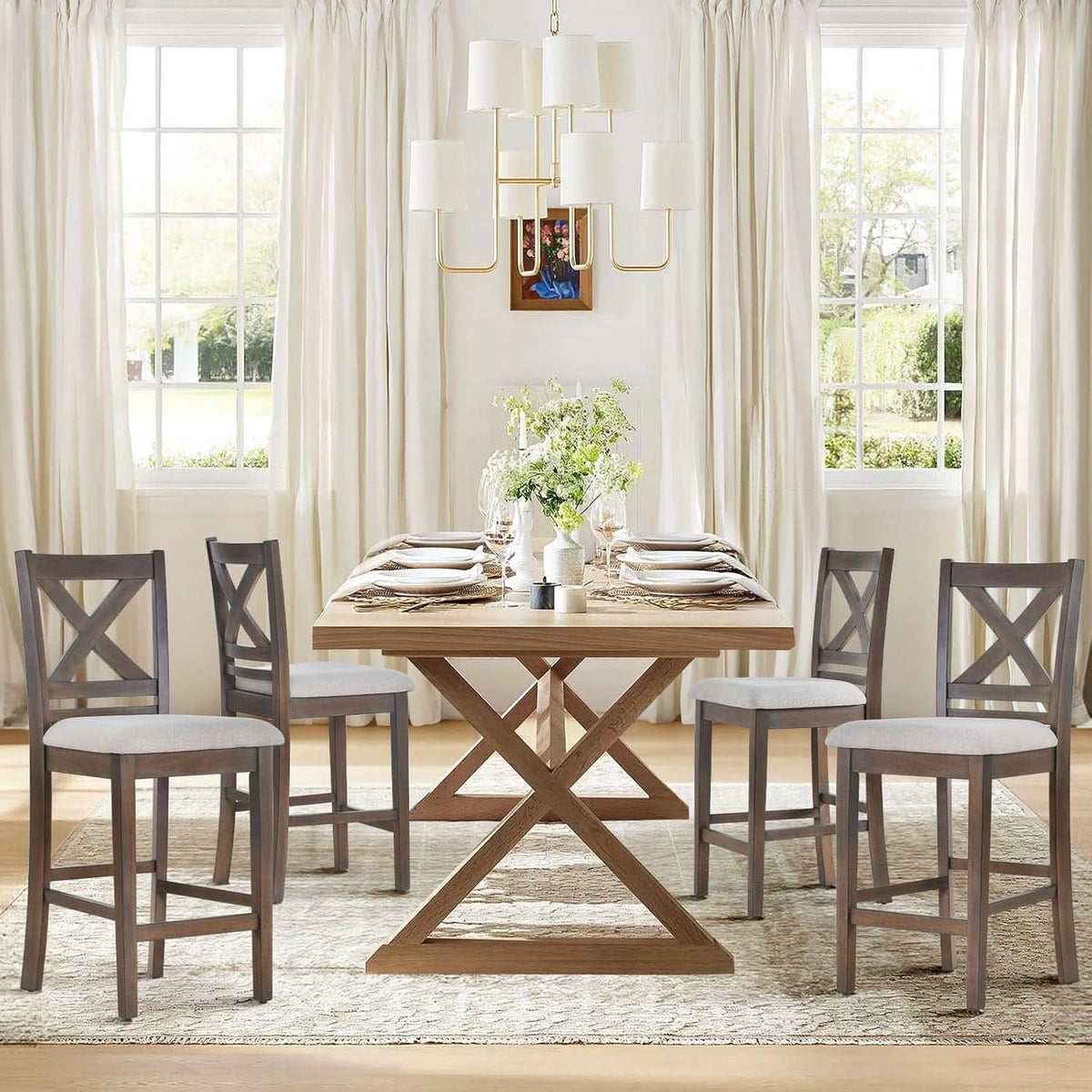 Upholstered Counter Height Bar Stools Set Of 4 Light Brown