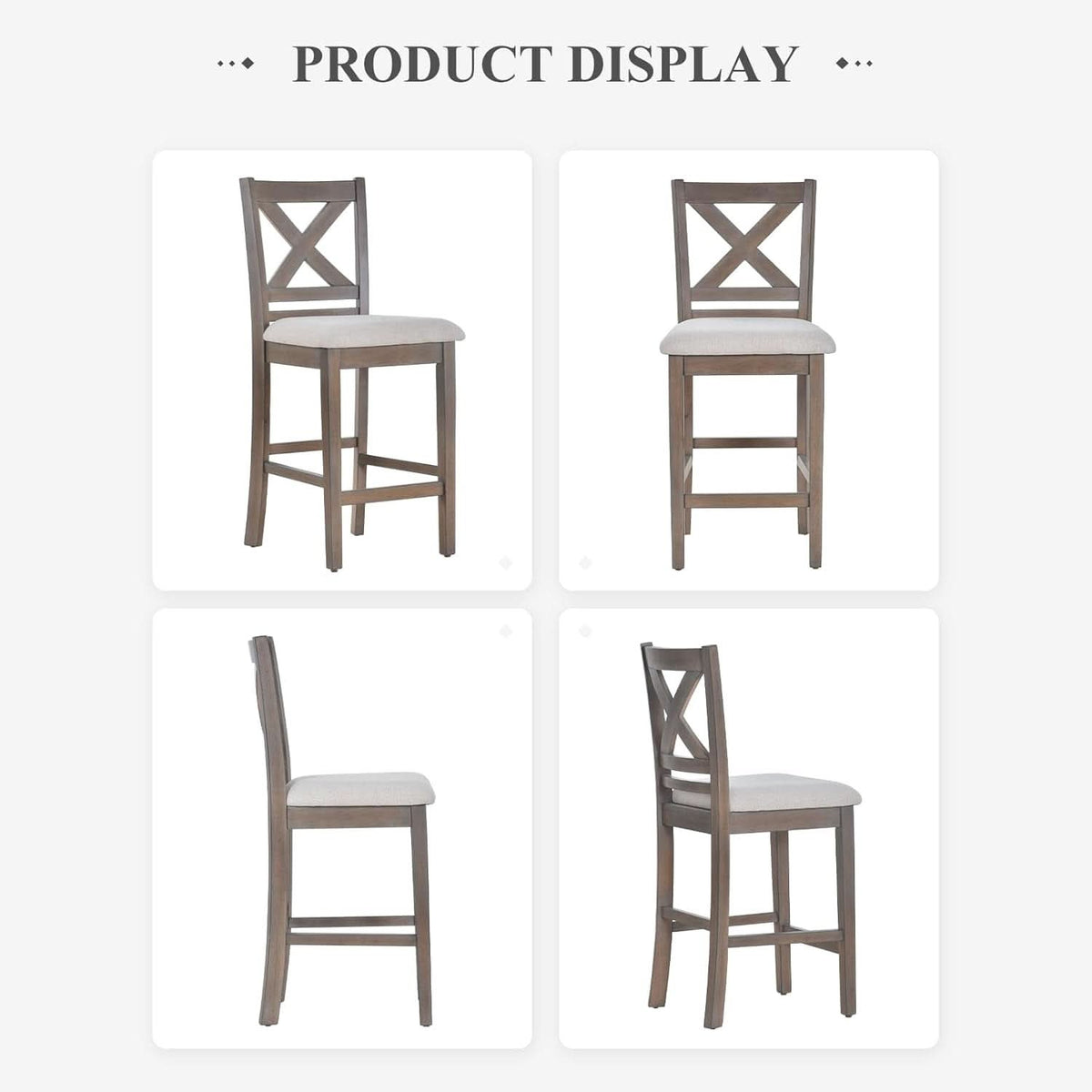 Upholstered Counter Height Bar Stools Set Of 4 Light Brown