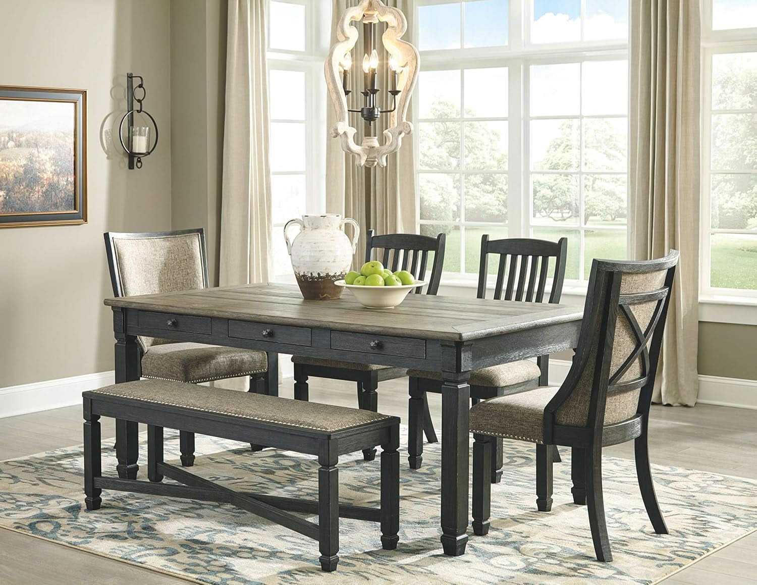 Upholstered Dining Chair 20 Inch Antique Black Set Of 2