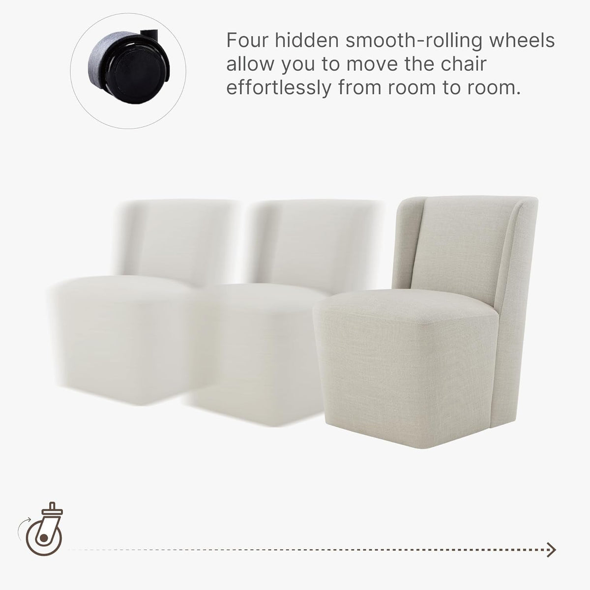 Upholstered Dining Chair With Casters For Dining Rooms