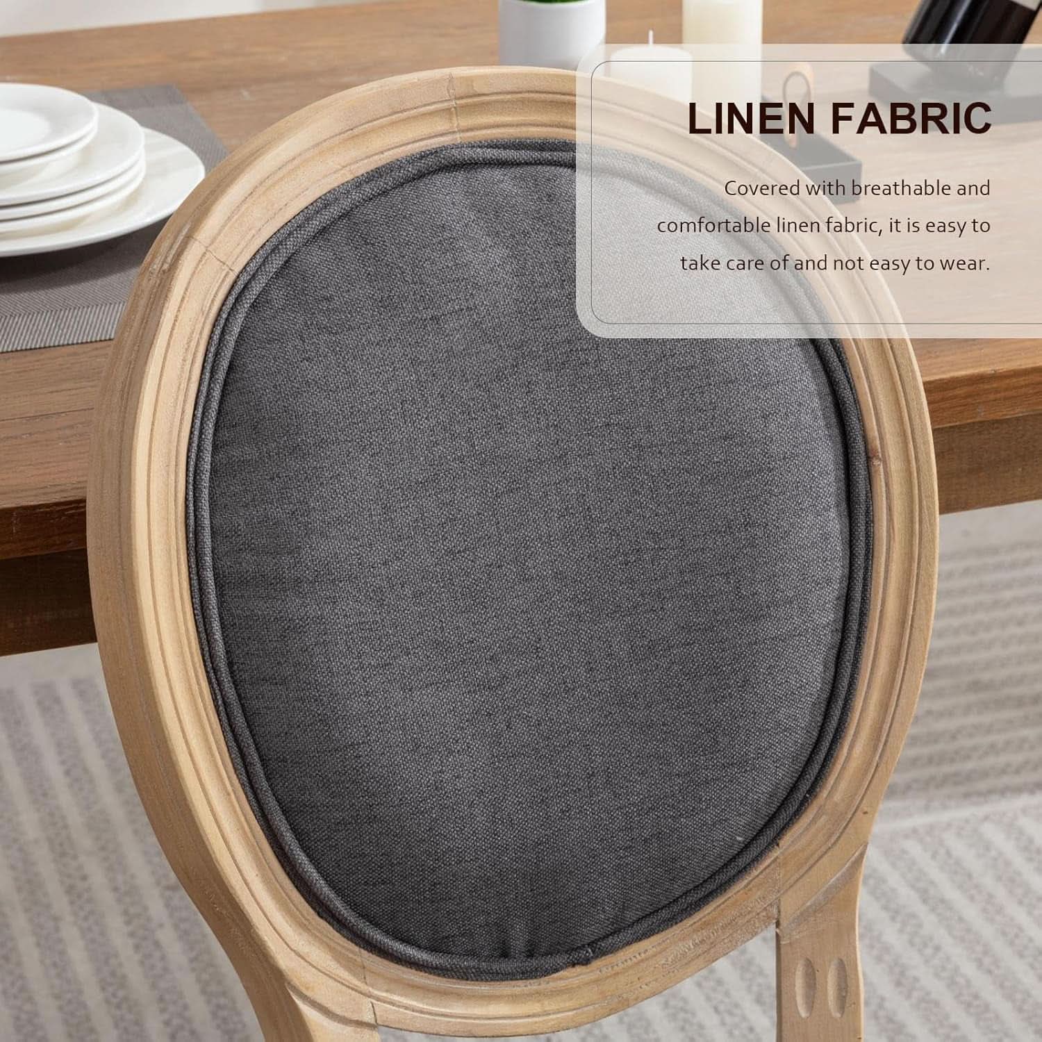 Upholstered Dining Chairs Set Of 6 Grey Fabric Oval Back