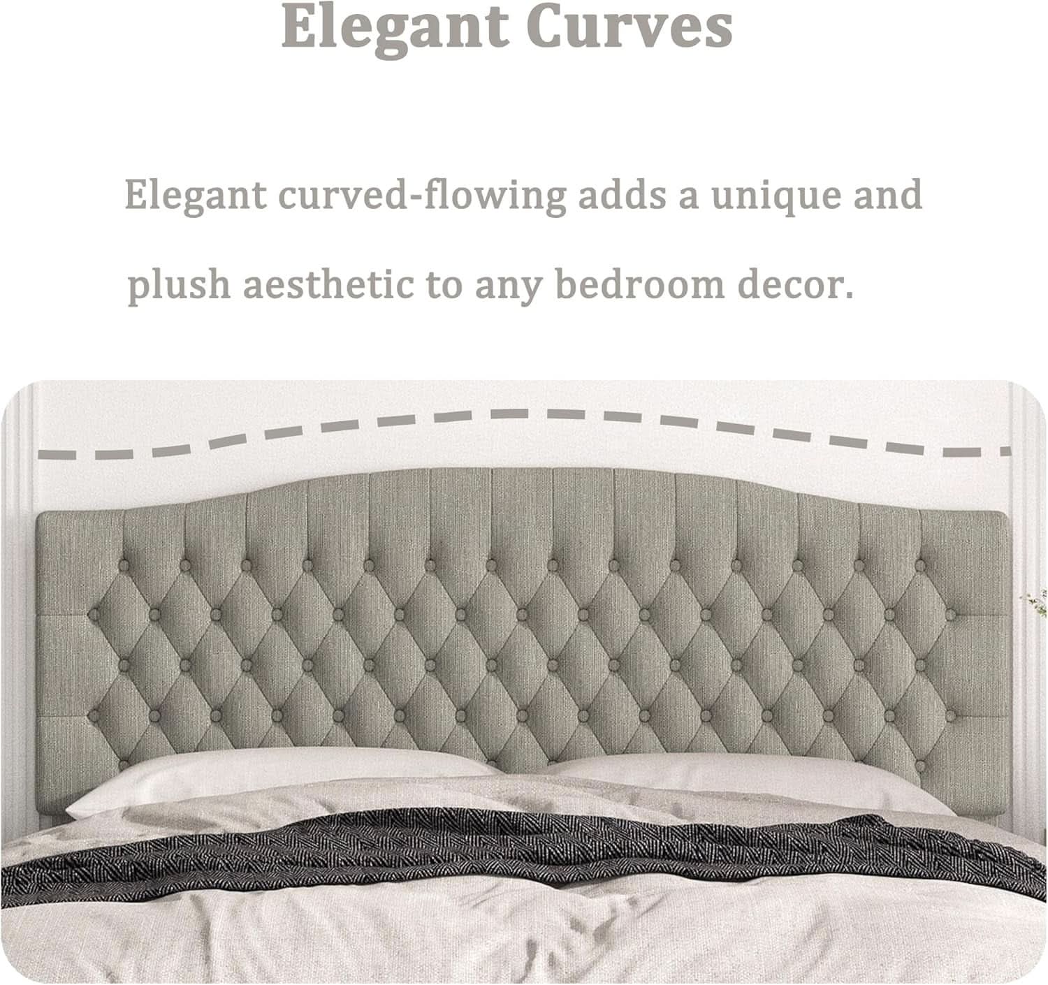 Upholstered King Headboard with Tufted Design and Legs