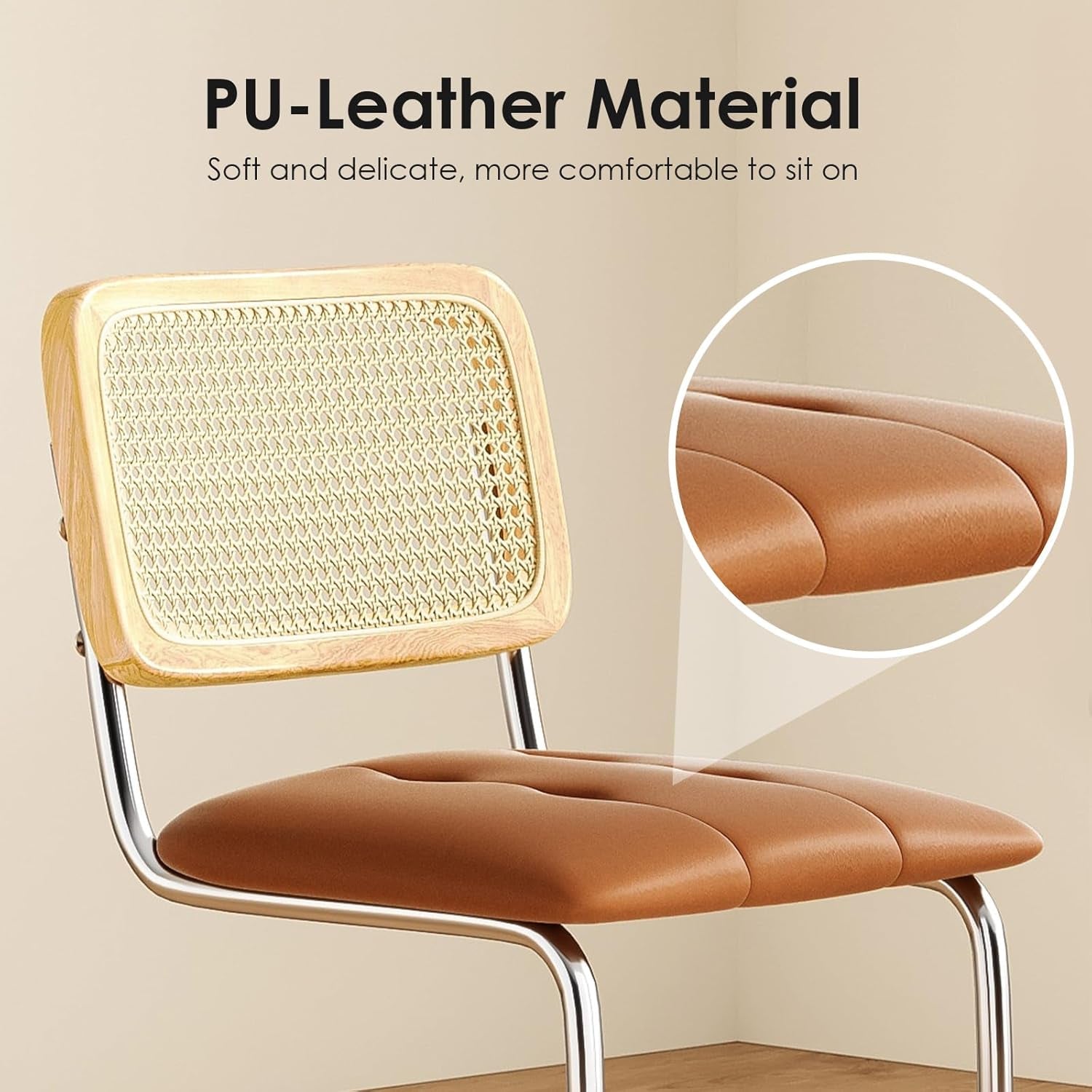 Upholstered PU Leather Bar Stools Set of Two