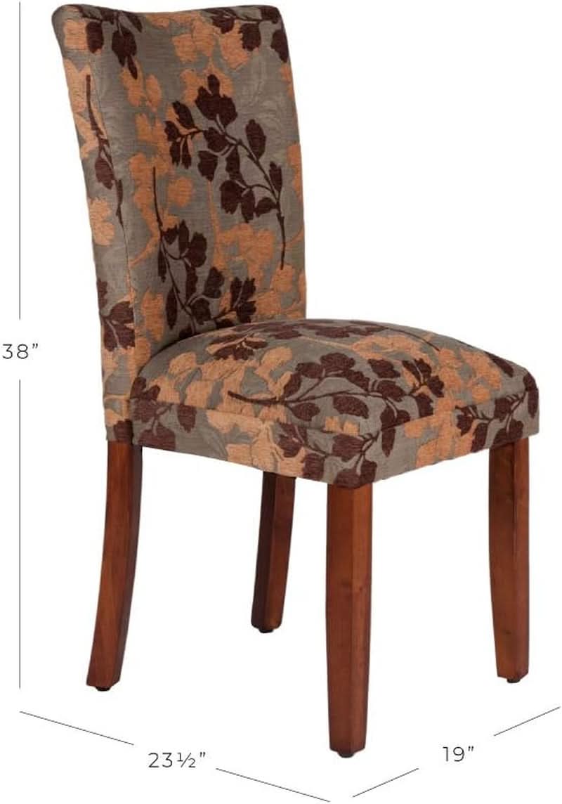 Upholstered Parsons Dining Chair Brown Woven Fabric