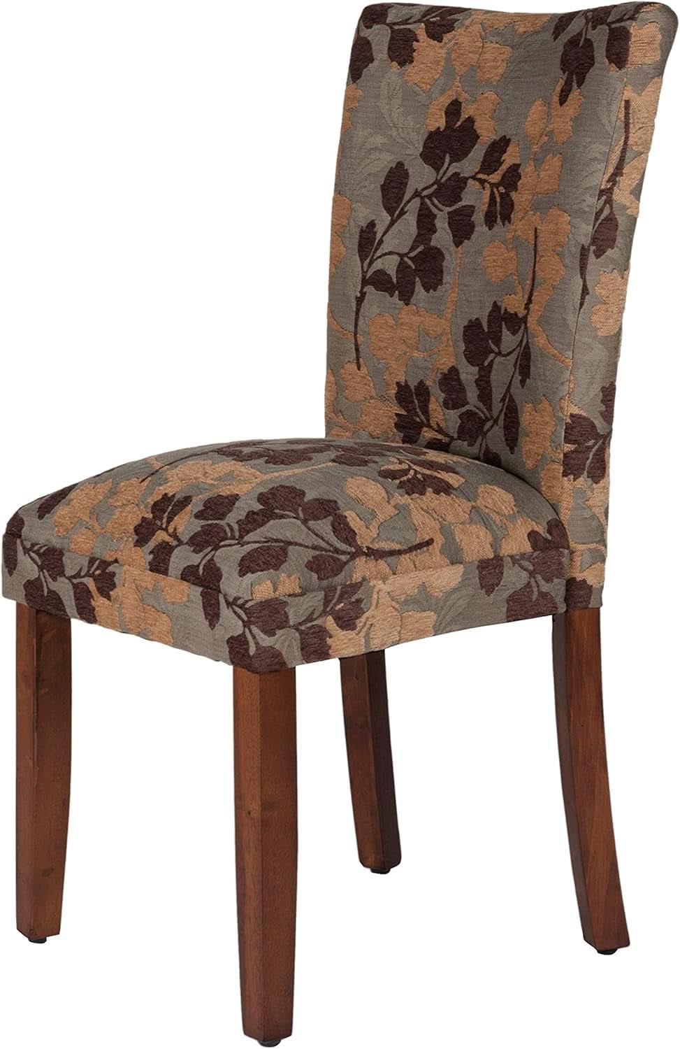 Upholstered Parsons Dining Chair Brown Woven Fabric