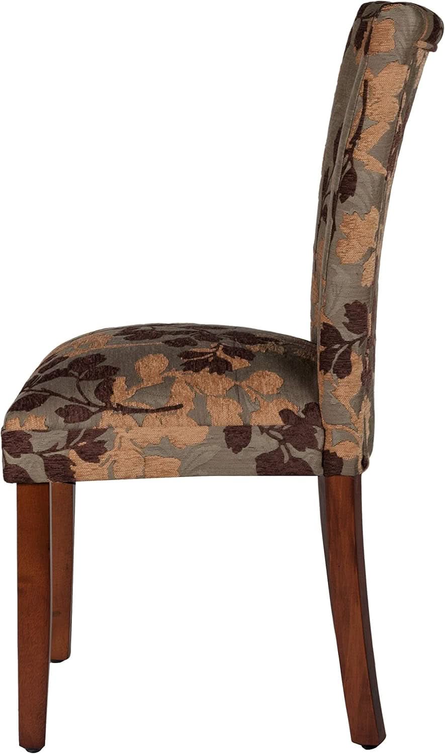 Upholstered Parsons Dining Chair Brown Woven Fabric