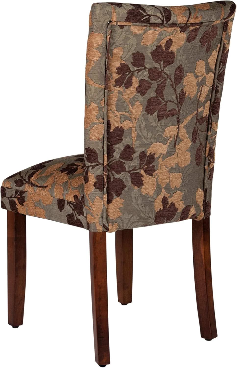 Upholstered Parsons Dining Chair Brown Woven Fabric