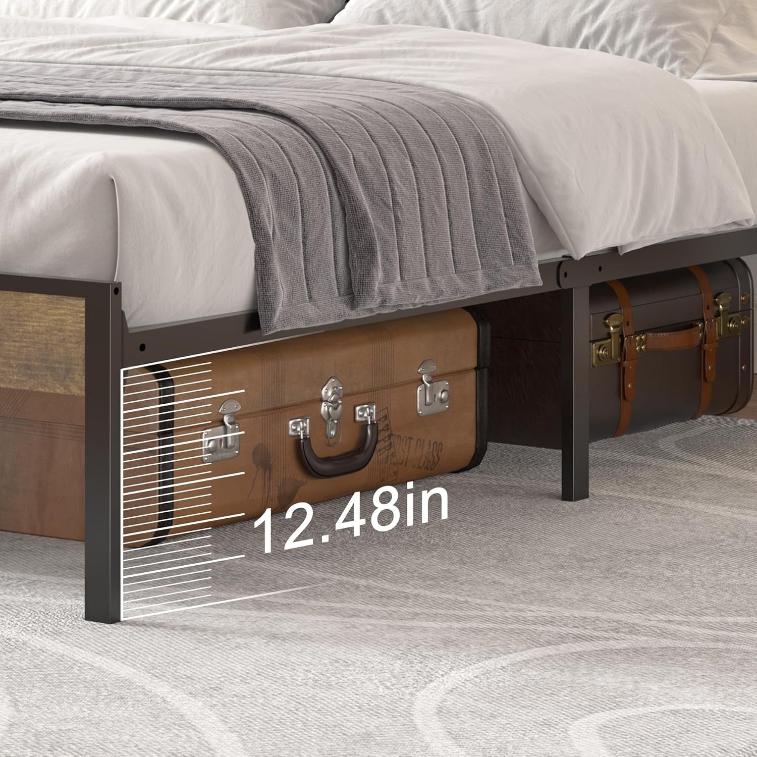 Upholstered Queen Bed Frame With Storage And Charging