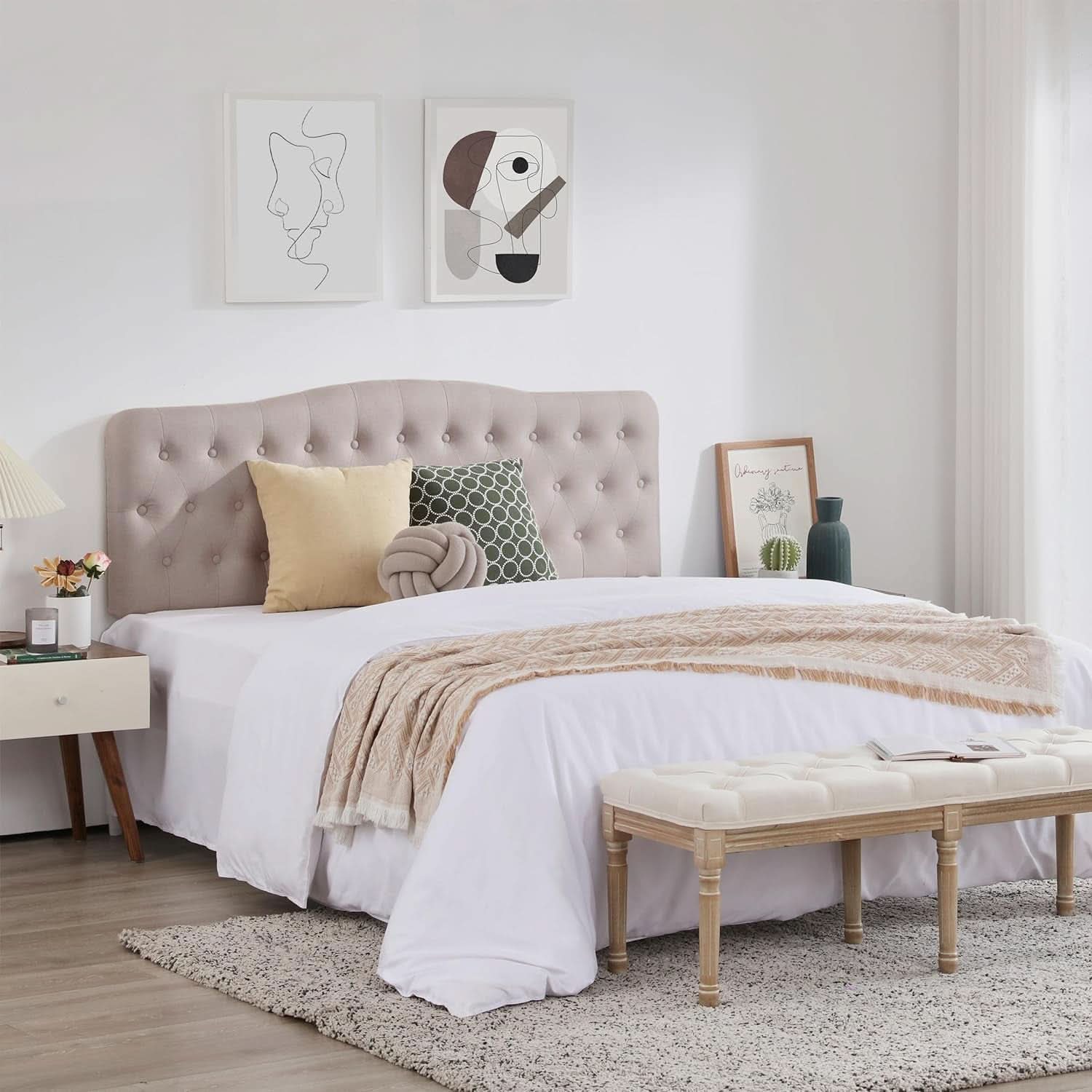 Upholstered Queen Headboard with Adjustable Height and Style