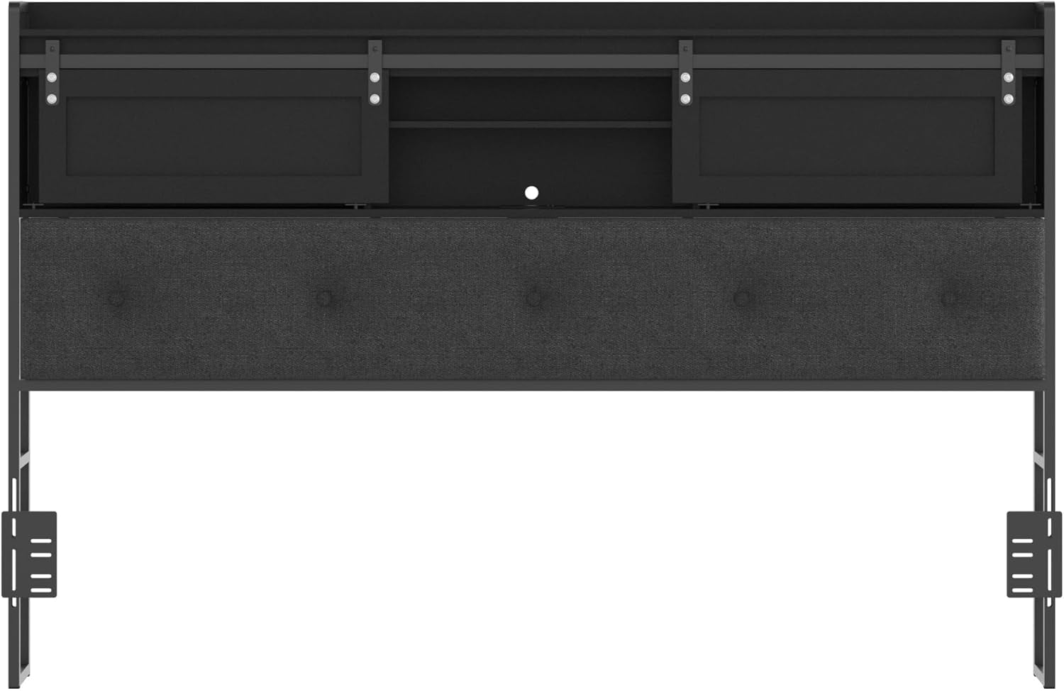 Upholstered Queen Size Headboard with Storage and LED