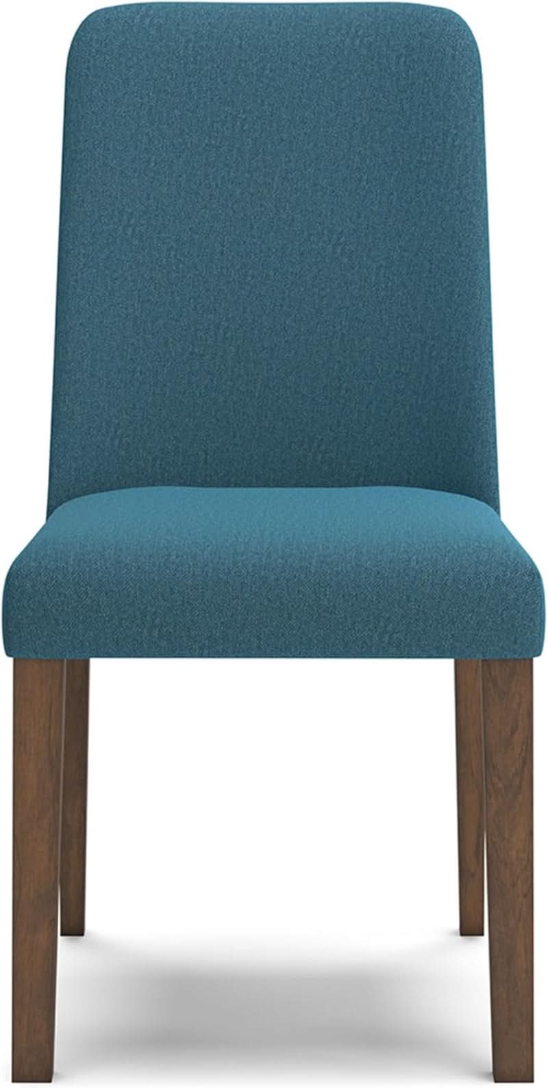 Upholstered Side Chair Set Blue And Brown Foam Cushioned