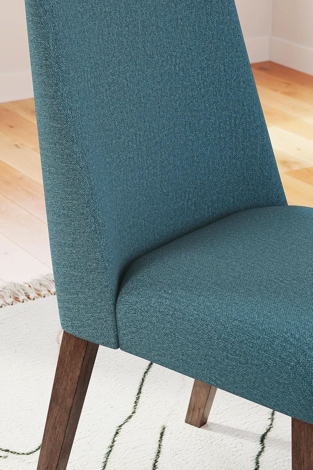 Upholstered Side Chair Set Blue And Brown Foam Cushioned