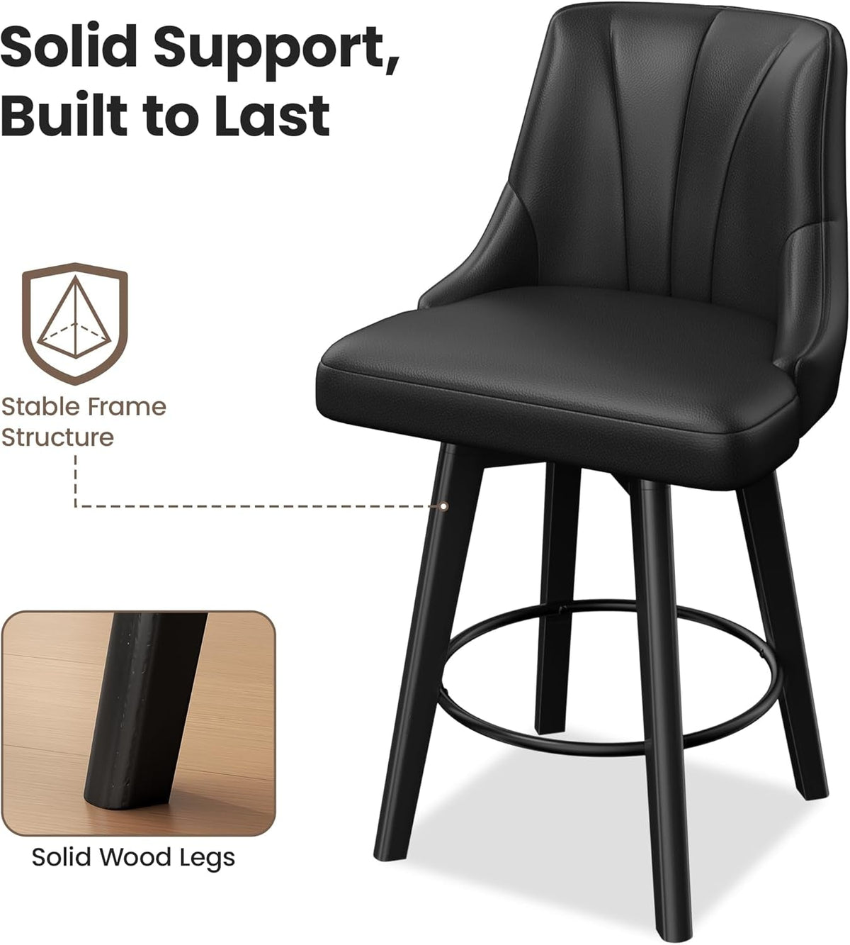 Upholstered Swivel Bar Stool Set of Four Chairs
