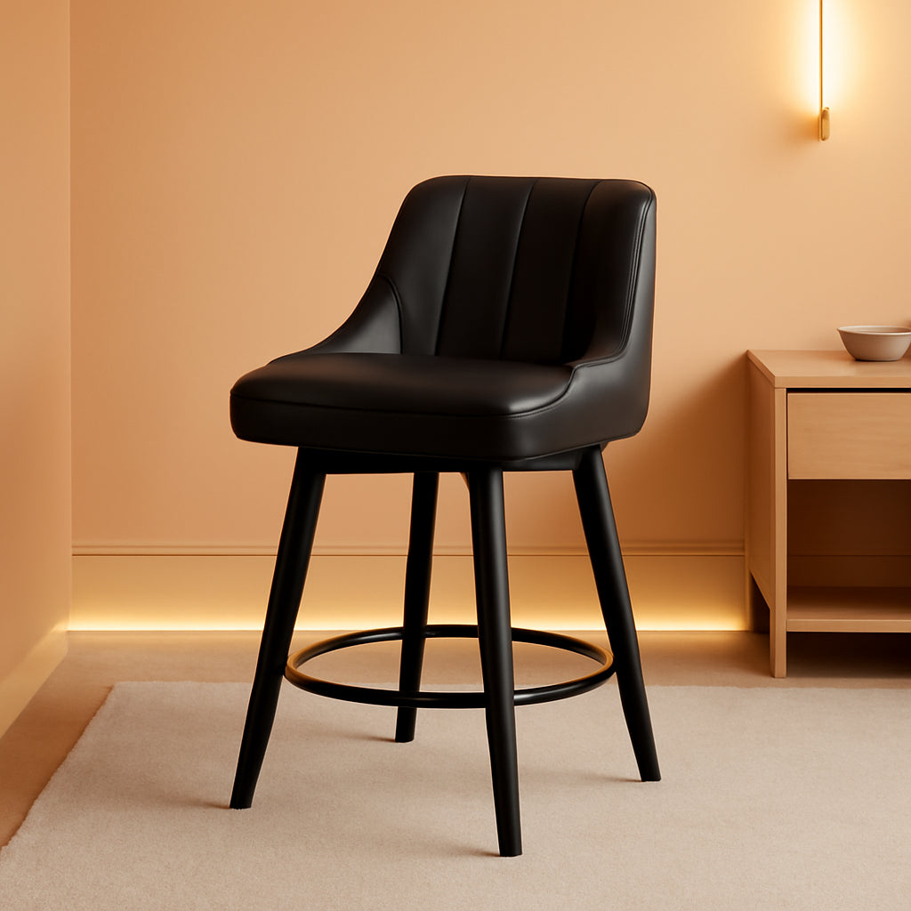 Upholstered Swivel Bar Stool Set of Four Chairs
