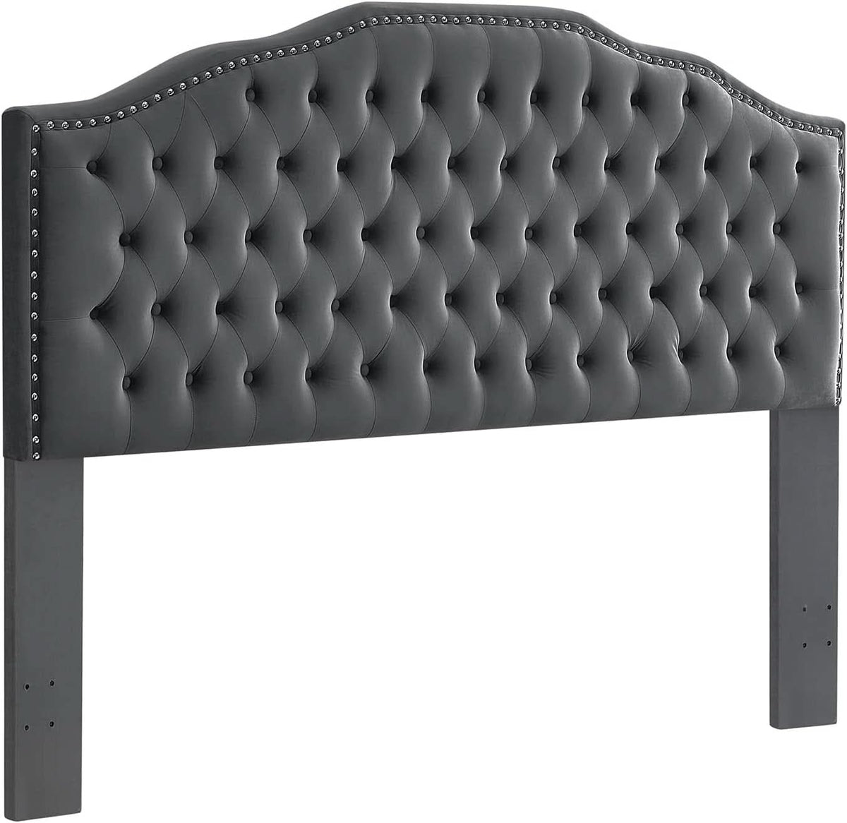 Upholstered Tufted King Size Headboard with Nailhead Trim