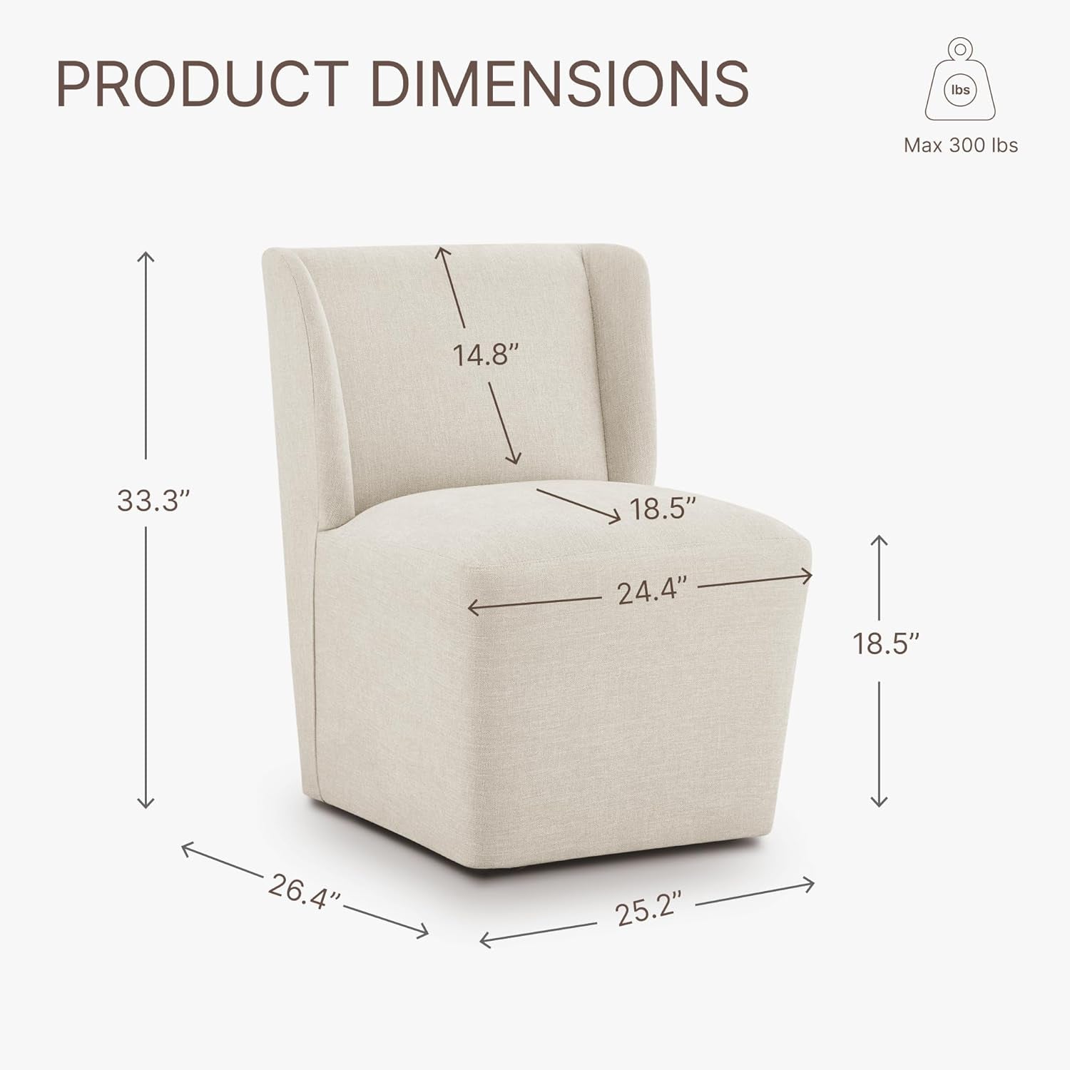 Upholstered Wingback Dining Chair With Removable Casters