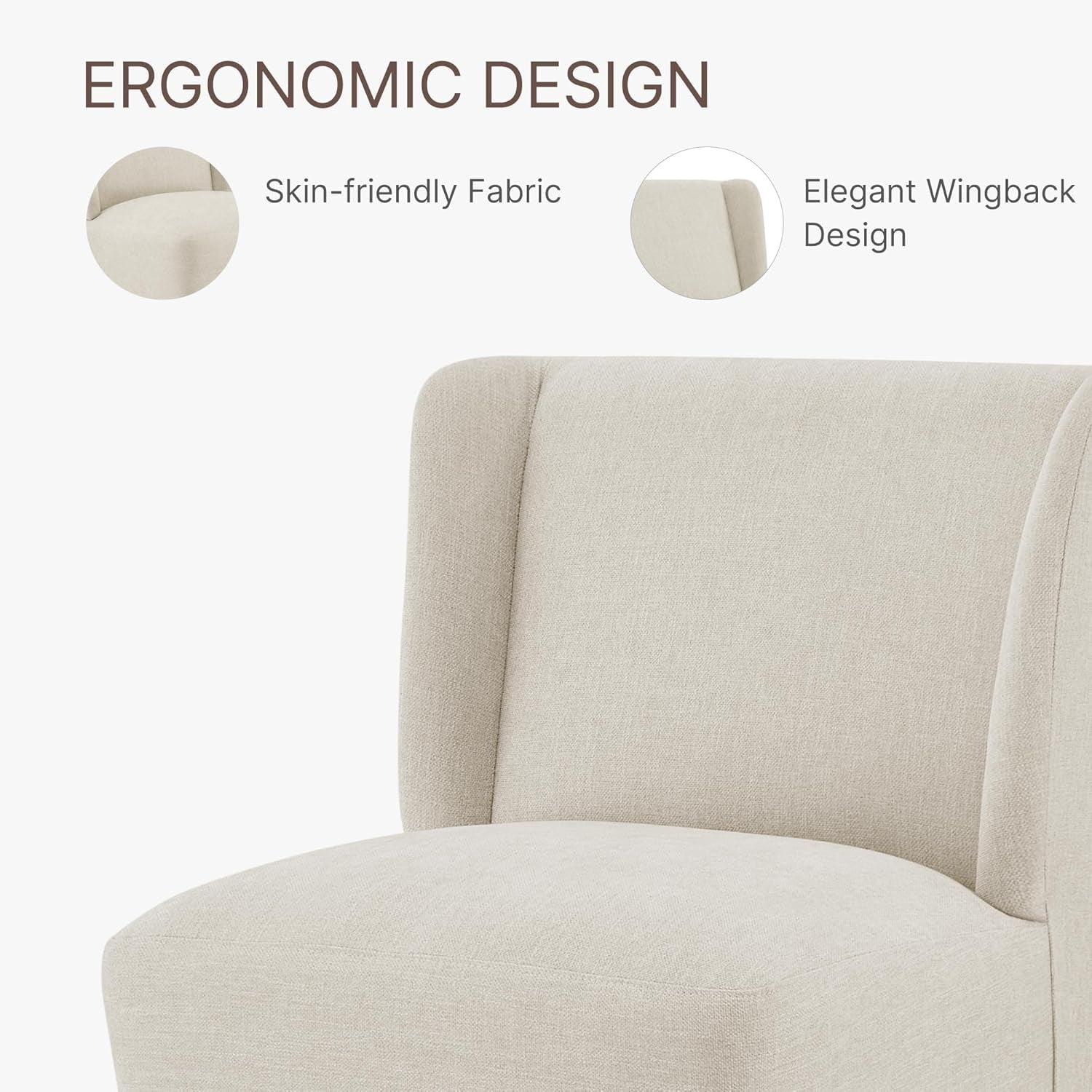 Upholstered Wingback Dining Chair With Removable Casters