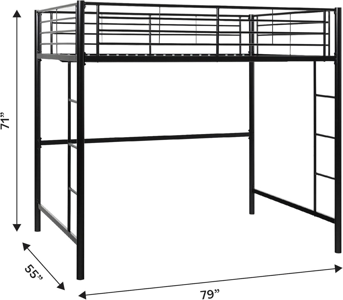 Urban Industrial Metal Double Loft Bunk Bed Full Black
