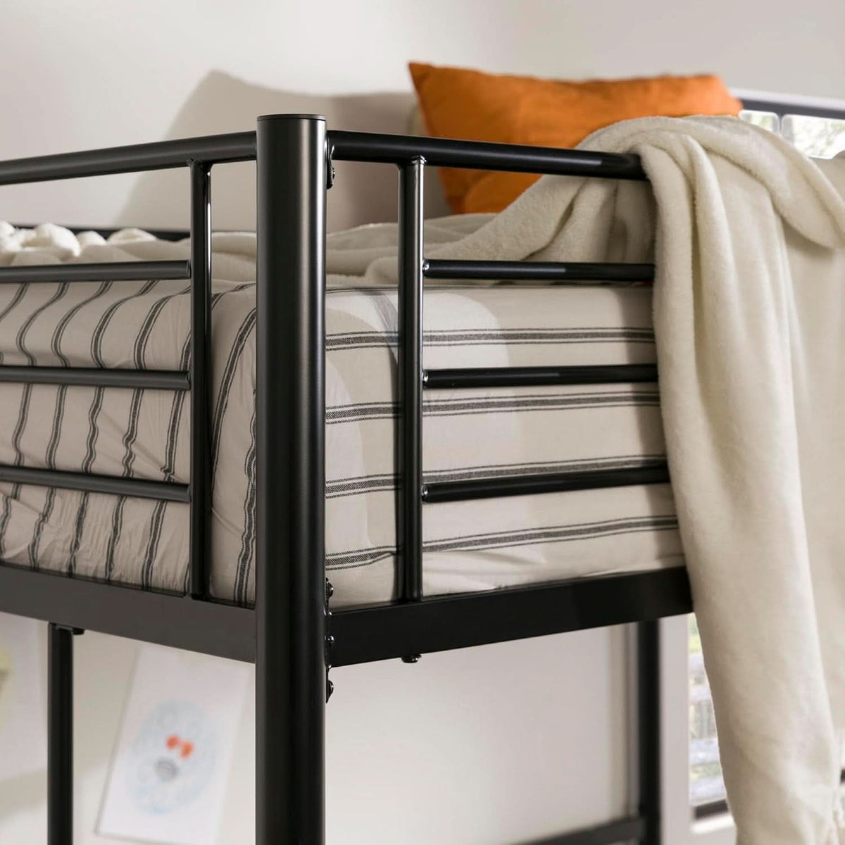Urban Industrial Metal Double Loft Bunk Bed Full Black