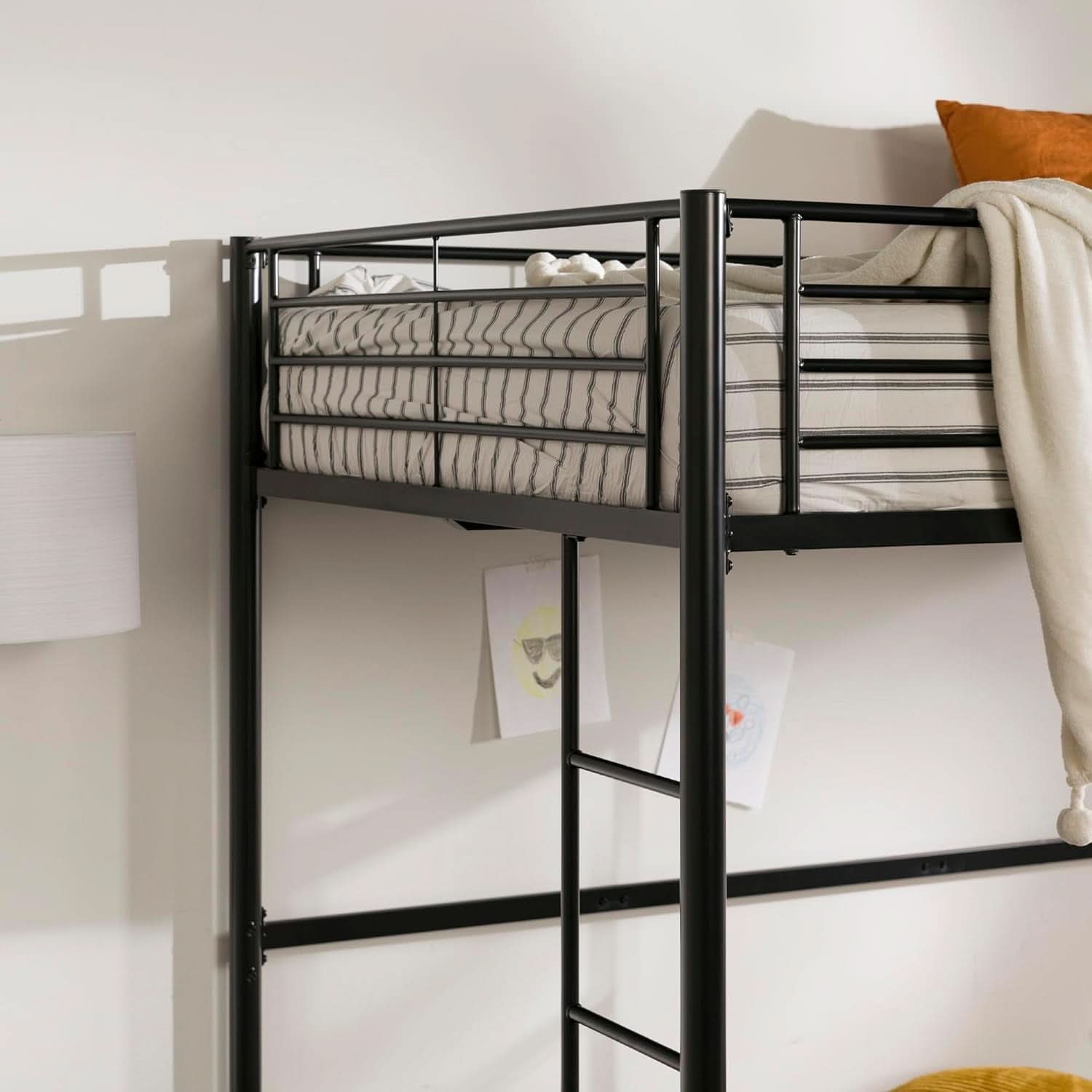 Urban Industrial Metal Double Loft Bunk Bed Full Black