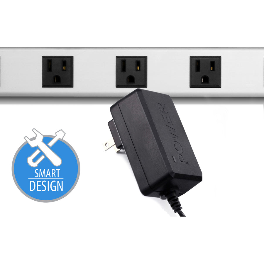 V7 12-Outlet Horizontal Industrial Metal Power Strip 125V, 15A, 15-ft Cord, 5-15R PWS3312-1N