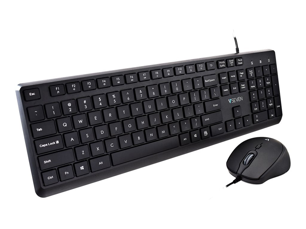 V7 CKU350US - Keyboard and mouse set - 100% - full size - USB - QWERTY - US - black