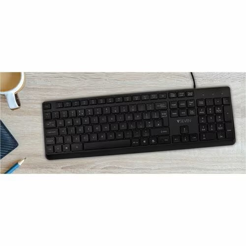 V7 KU350US USB Quiet Keyboard - US Layout - English (US) QWERTY - Business - Black