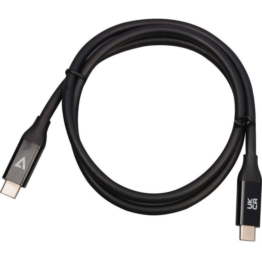 V7 USB-C Male to USB-C Male Cable USB4 40 Gbps 5A 0.8m/2.6ft Black V7USB4-80CM