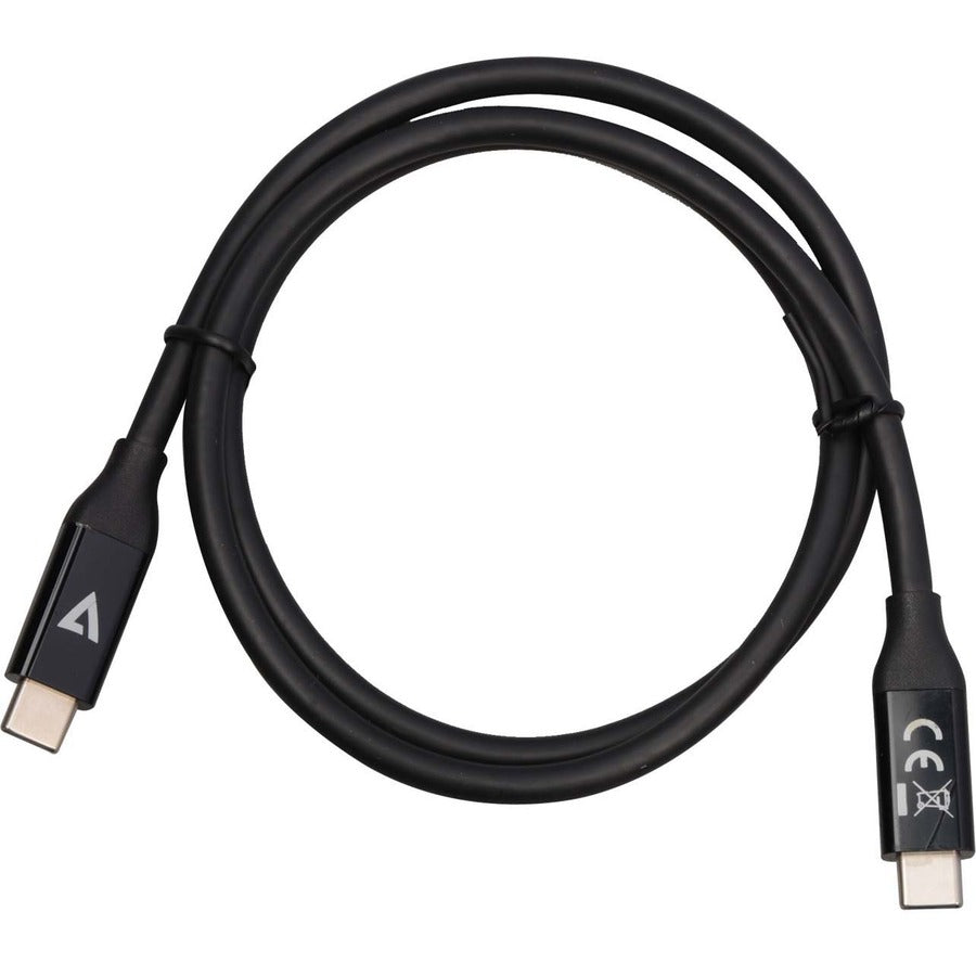 V7 USB-C Male to USB-C Male Cable USB4 40 Gbps 5A 0.8m/2.6ft Black V7USB4-80CM