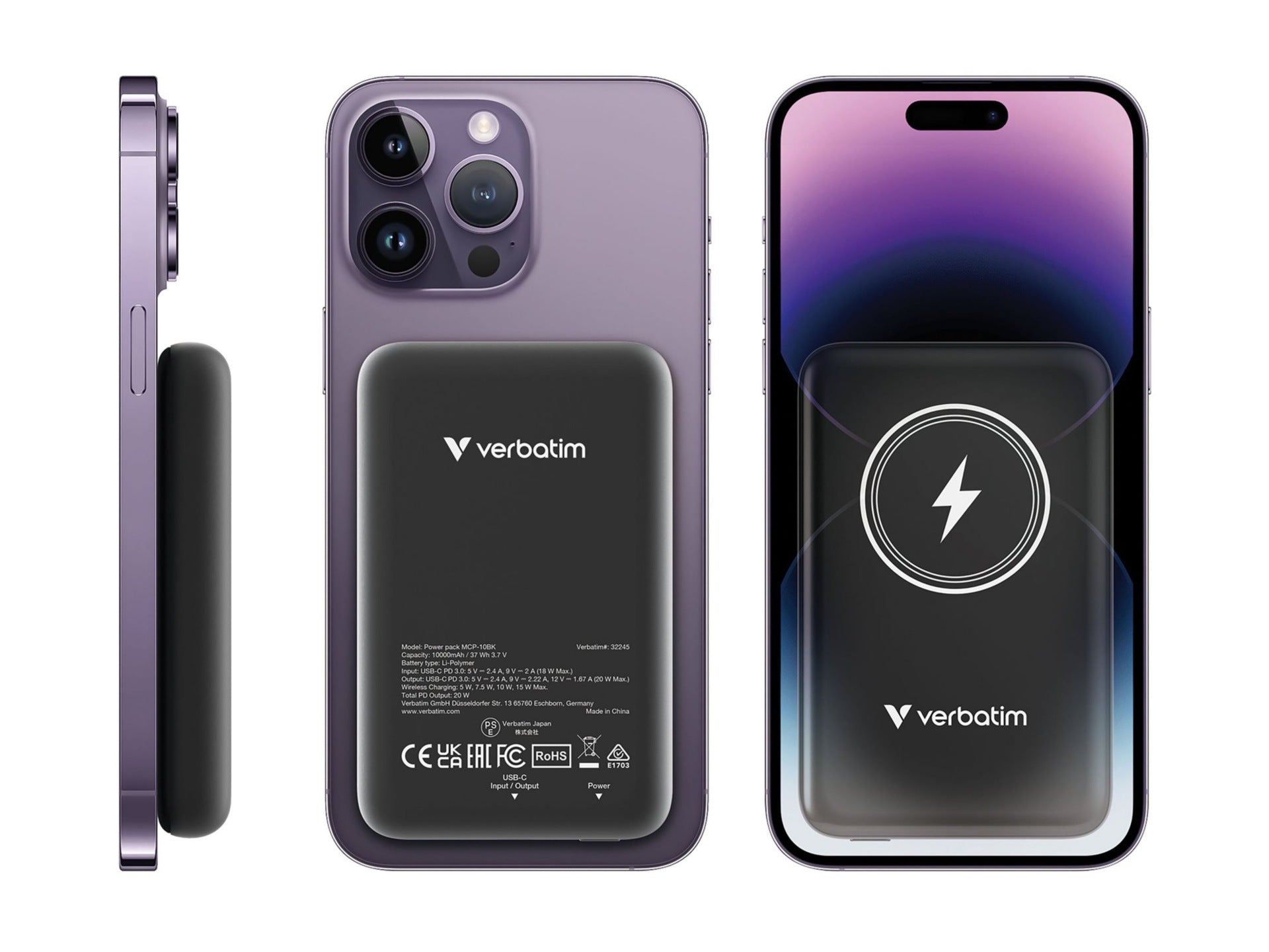 VERBATIM Charge n Go 10000mAh Magnetic Wireless Power Bank for On-the-Go