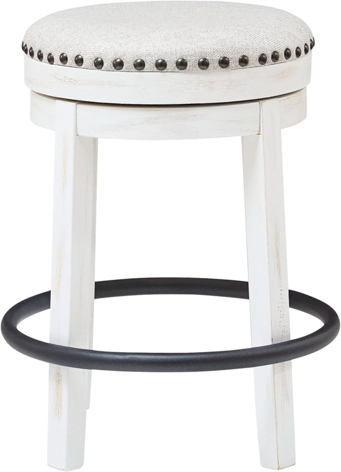 Valebeck 24Inch Counter Height Swivel Stool White Black