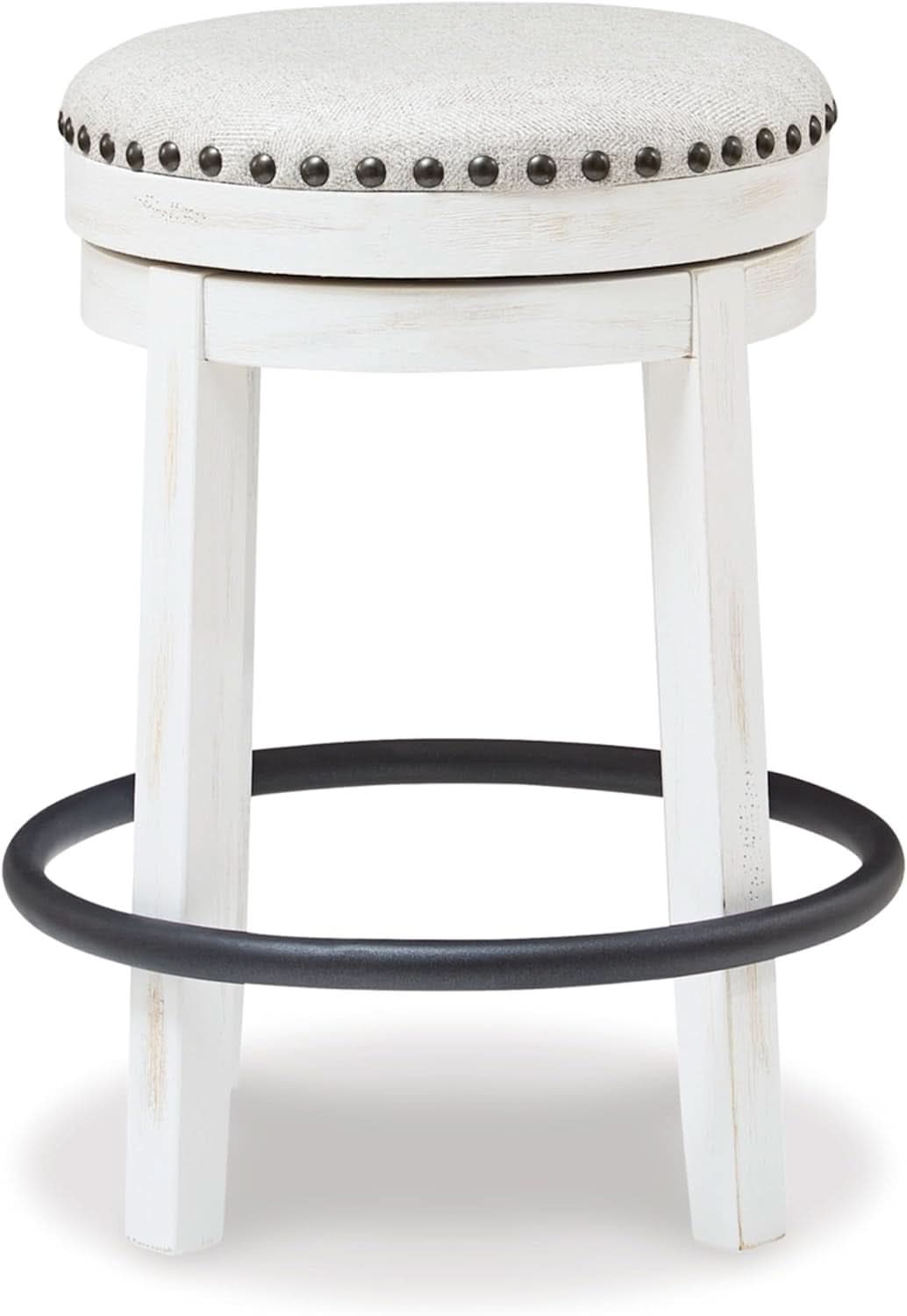 Valebeck 24Inch Counter Height Swivel Stool White Black