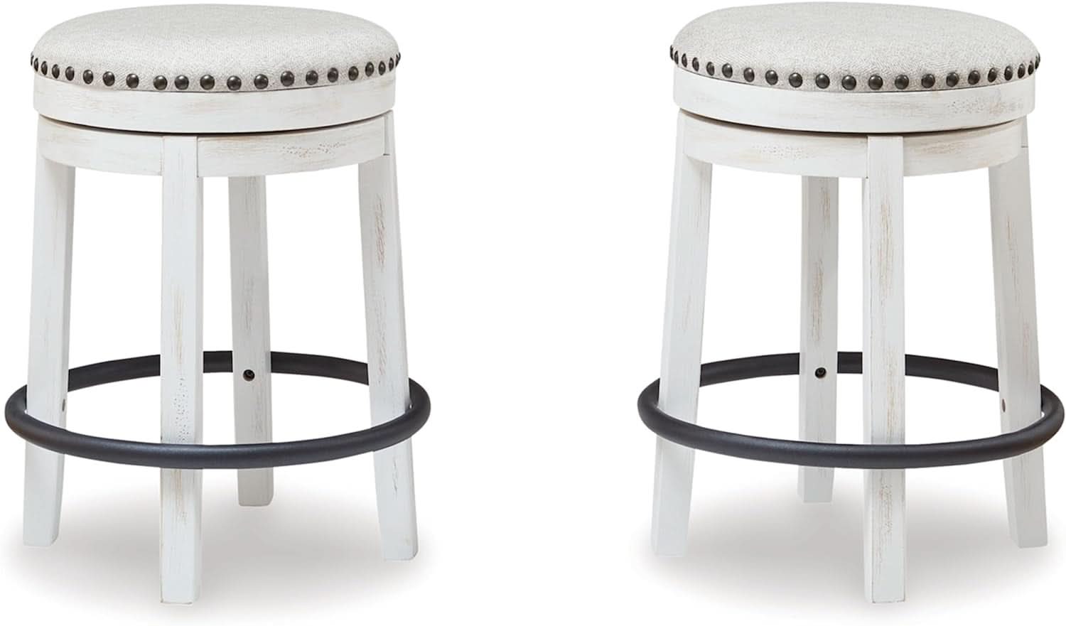 Valebeck 24Inch Counter Height Swivel Stool White Black