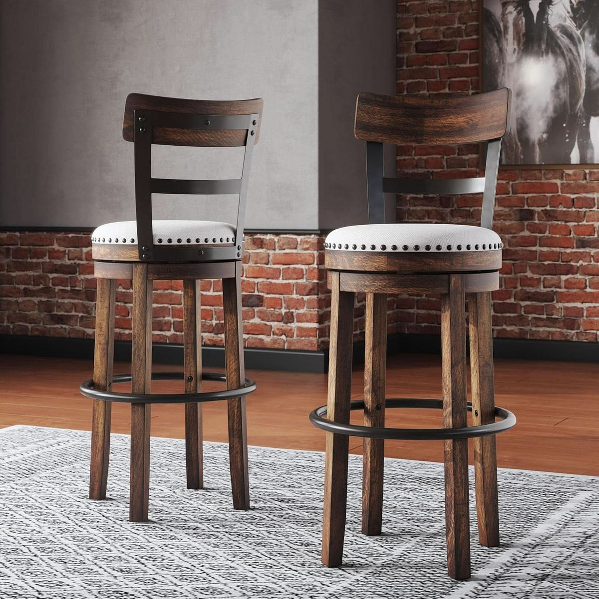 Valebeck 30 Inch Farmhouse Pub Height Bar Stool Brown