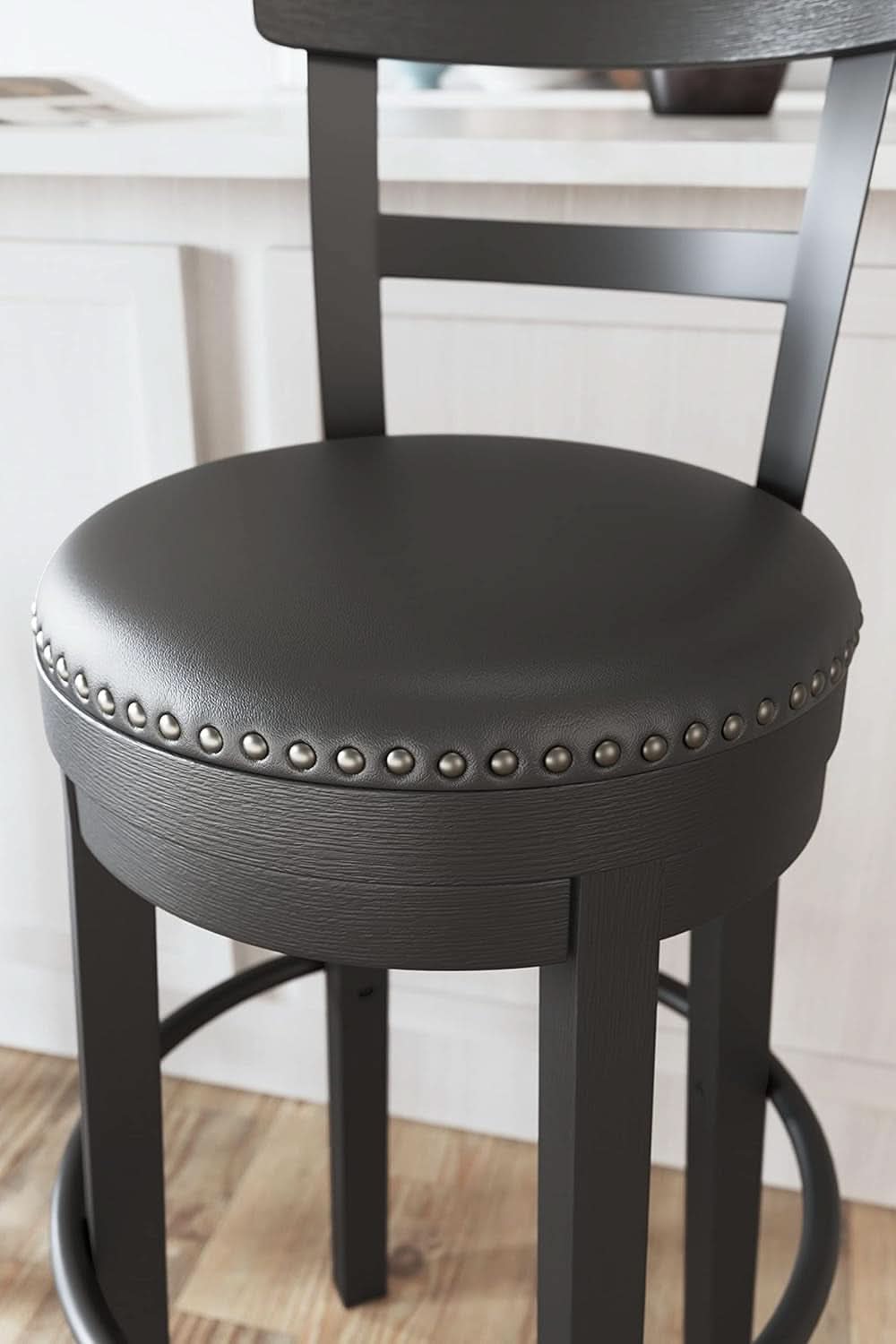 Valebeck 30.38 Black Upholstered Pub Height Swivel Barstool