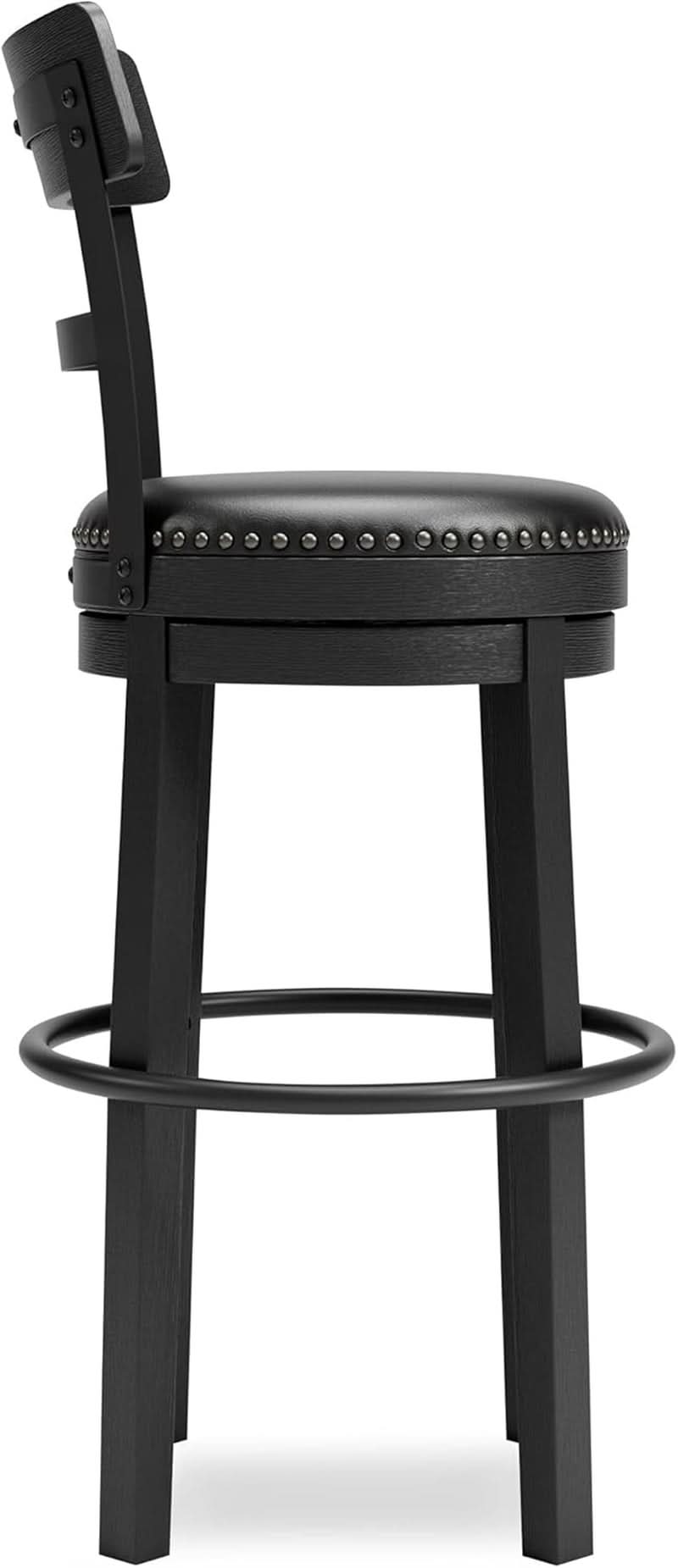 Valebeck 30.38 Black Upholstered Pub Height Swivel Barstool